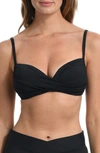 La Blanca Island Goddess Wrap Bikini Top In Black