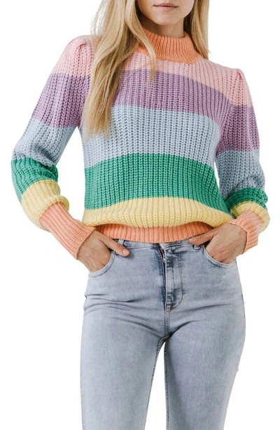 Free The Roses Striped Mock-neck Sweater In Multi