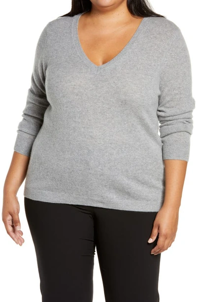 Nordstrom Essential V-neck Cashmere Sweater In Grey Heather