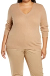 Nordstrom Essential V-neck Cashmere Sweater In Camel