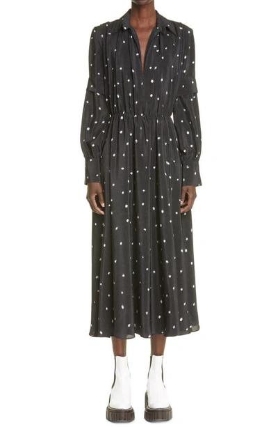 Altuzarra Connie Dot Long Sleeve Silk Dress In Black Dot