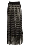 Jil Sander Fringed-hem Woven A-line Skirt In ["black"/ "white"]