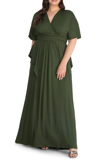 Kiyonna Indie V-neck Fit & Flare Dress In Olive | ModeSens