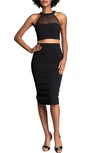 Dress The Population Elliana Crop Top & Pencil Skirt In Black