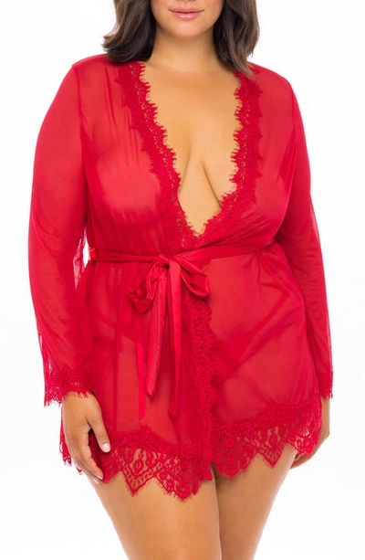 Oh La La Cheri Provence Lace Trim Wrap In Red