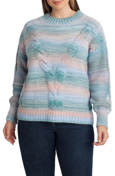 Adyson Parker Space Dye Cable Sweater In Oceanic Combo