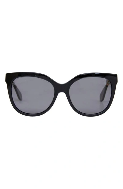 Mohala Eyewear Pikake Universal 55mm Polarized Cat Eye Sunglasses In Black Lava