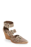 Jeffrey Campbell Emilia Buckle Cutout Boot In Taupe Leather