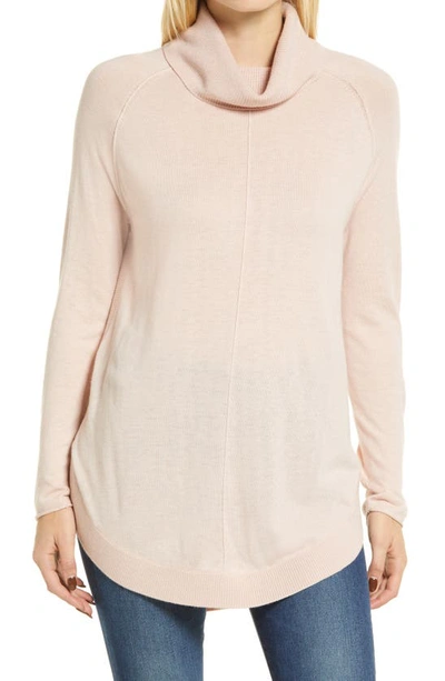 Caslonr Turtleneck Tunic Sweater In Pink Smoke