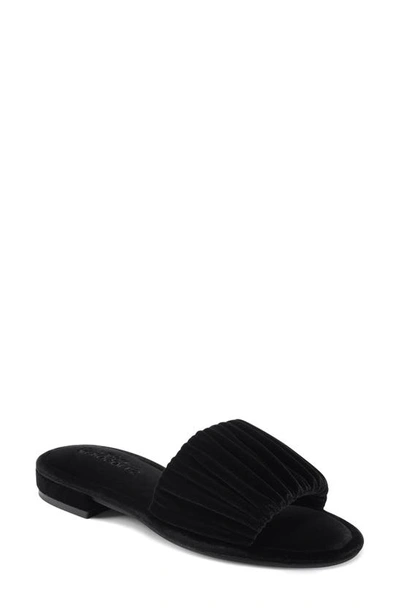 Aerosoles Jamaica Ruched Slide Sandal In Black Velvet