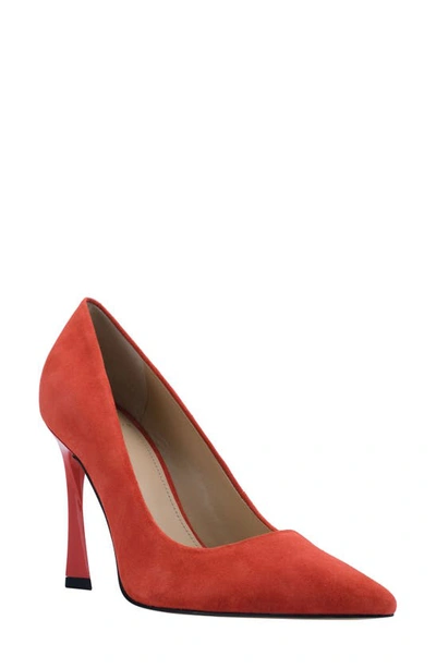 Marc Fisher Ltd Sassie Pointed Toe Pump In Medium Red Suede