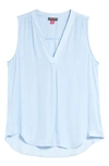 Vince Camuto Rumpled Satin Blouse In Blue Bird