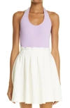 Liberal Youth Ministry Crystal-embellished Halterneck Bodysuit In Lilac
