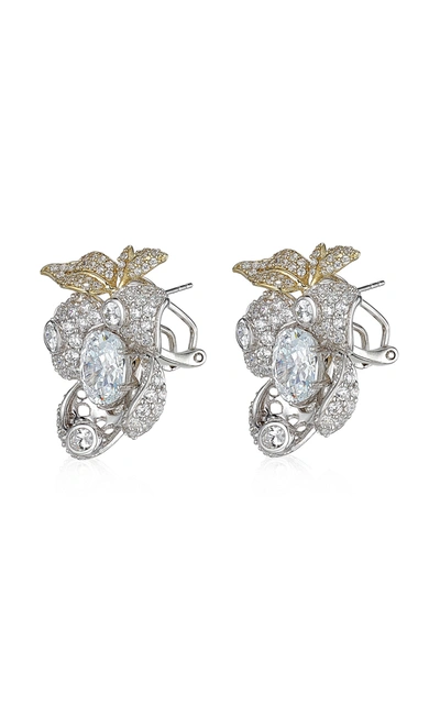 Anabela Chan Women's Mini Blossom 18k Yellow Gold Diamond Earrings In White