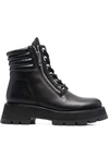 3.1 Phillip Lim Kate Lug-sole Zip Duo Combat Booties, Black In Black