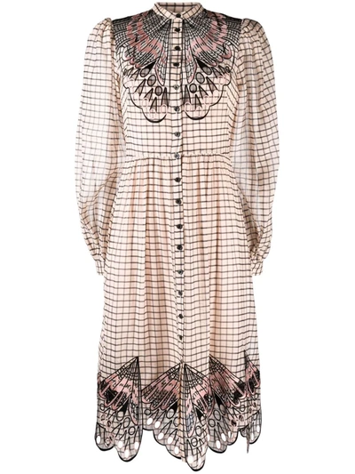 Temperley London Mockingbird Embroidered Shirt Dress In Neutrals
