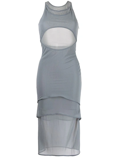 Dion Lee Shadow Overlay Dress In Blue