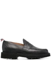 Thom Browne Hammered Leather Moccasin In Black