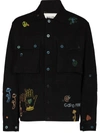Story Mfg. Short On Time Oversize Embroidered Organic Cotton Jacket In Black