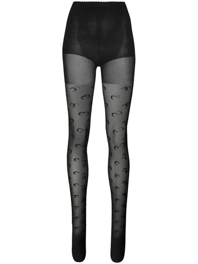 Marine Serre Crescent Moon Tights In Black