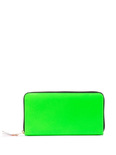Comme Des Garçons Super Fluo Zip-around Leather Wallet In Green