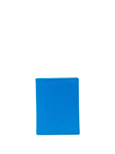 Comme Des Garçons Super Fluo Leather Cardholder In Blue
