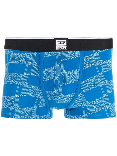 Diesel 3d Logo-print Boxer Shorts In Blue
