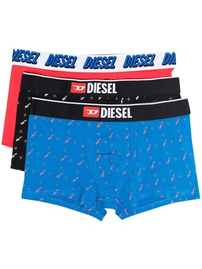 Diesel Logo Print Three-pack Of Boxers In Red