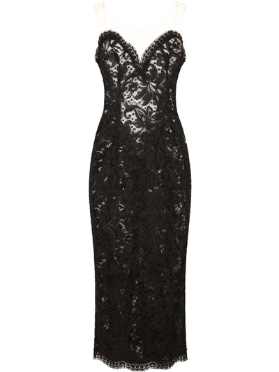 Dolce & Gabbana Lace Midi Dress In Black