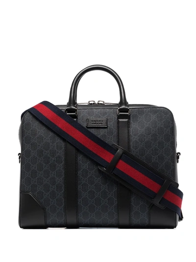 Gucci Slim Gg Supreme Coated Canvas Briefcase In Black