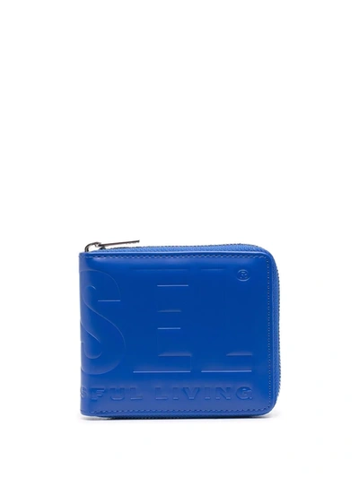 Diesel Logo-embossed Wallet In Blue