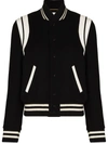 Saint Laurent Teddy Leather-trimmed Recycled Wool-blend Bomber Jacket In Black