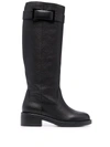 Sergio Rossi Prince Leather Knee-high Boots In Black