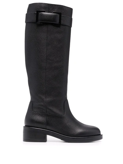 Sergio Rossi Prince Leather Knee-high Boots In Black