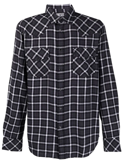 Diesel Check-print Shirt In Black