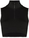 Y-3 RIBBED ZIPPED CROPPED TOP