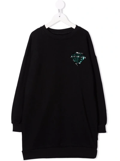 Andorine Kids' Sequin-embroidered Sweater Dress In Black