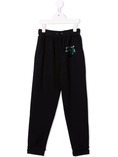 Andorine Kids' Sequin-embroidered Track Pants In Black