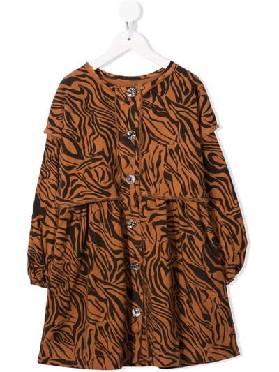 Andorine Teen Tiger-print Midi Dress In Neutrals
