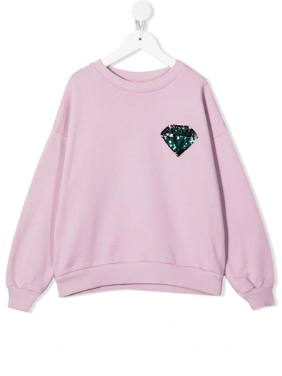 Andorine Kids' Sequin-embroidered Organic Cotton Sweatshirt In Purple