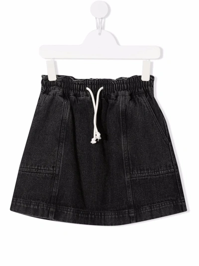 Andorine Kids' High-waist Denim Skirt In Black