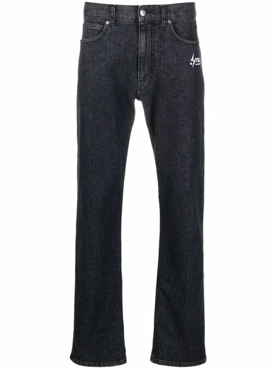 Stella Mccartney Straight-leg Logo-print Jeans In Grey