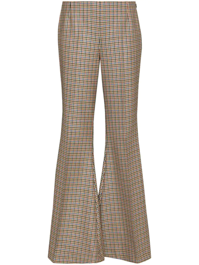 Stella Mccartney Houndstooth-pattern Flared Trousers In Neutrals