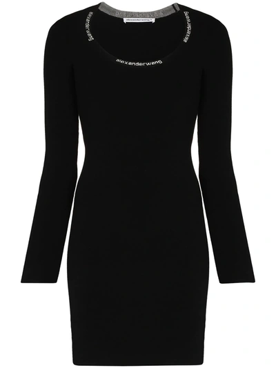 Alexander Wang Logo-trim Bodycon Mini Dress In Black