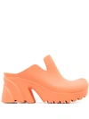 Bottega Veneta Orange Flash 95 Platform Rubber Clogs