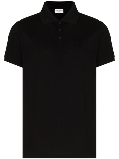 Saint Laurent Cassandre Polo Shirt In Black