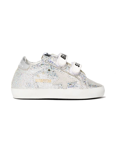 Golden Goose Babies' Super-star Touch-strap Sneakers In Silver