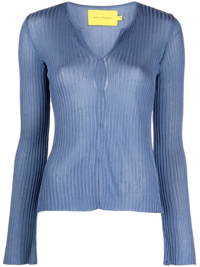 Marques' Almeida Ribbed Button-up Cardigan In Blue