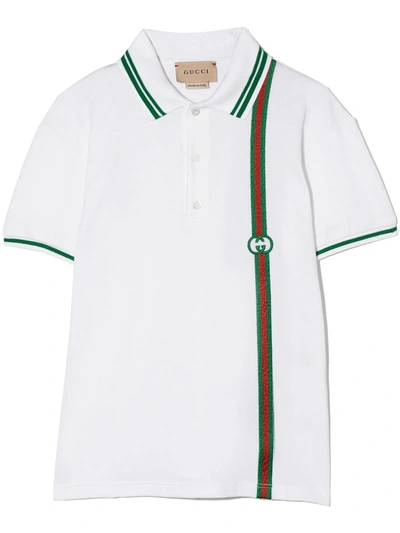 Gucci Babies' Polo Stripe Short Sleeve Top In White
