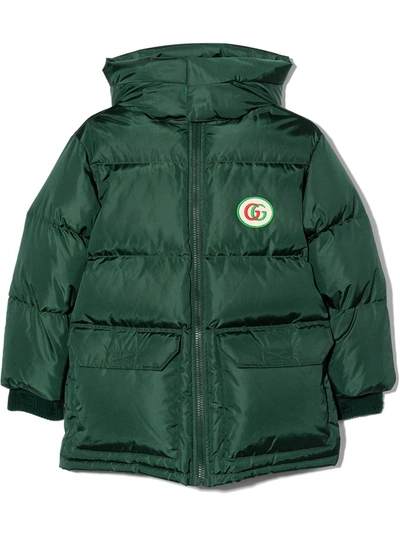 Gucci Kids' Padded Hooded Jacket In Green